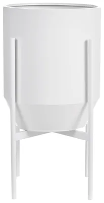 Produktbild von BELIANI Blumentopfständer Weiß Metall 62 cm Hoch Rund ⌀ 33 cm auf Beinen mit Topf Modern Blumenständer für Innenbereich