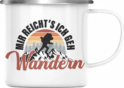 Produktbild von Trendation - Mir Reichts Ich Geh Wandern Emaille Tasse Geschenk Emaille Emaille Tasse Wander Kaffeebecher Lustiger Sprüche Outdoor (Silber)