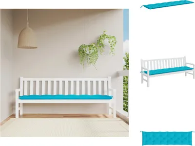 Image de vidaXL Coussin de banc de jardin turquoise 200x50x7 cm Tissu - coussin d'assise