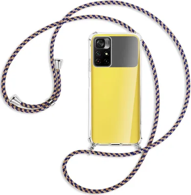 Produktbild von Handykette Backcover-Schutzhülle mit Band (Metall silberfarben) für Xiaomi Redmi Note 11 - blau+beige