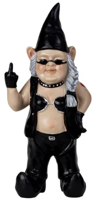 Produktbild von Zwerg Rockerin Stinkefinger 31,5cm Gartenfigur Dekofigur Dekoration Haus Garten