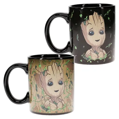 Zdjęcie produktu dla Paladone - Kubek zmieniający kolor - Kubek do kawy Marvel Groot (300ml) magiczny kubek Strażnicy Galaktyki