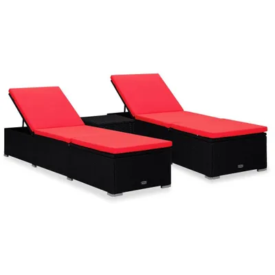 Zdjęcie produktu dla VidaXL 3057667, Lounge, Obite siedzisko, Poliester, Technorattan, Stal, Czarny, Czerwony, 600 mm, 1950 mm