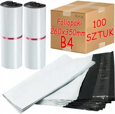 Zdjęcie produktu dla Foliopaki Kurierskie Białe B4 260x350mm - 100 szt.