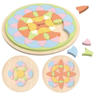 Zdjęcie produktu dla CLASSIC WORLD Pastelowa Mandala Układanka Montessori Mozaika Kwiaty