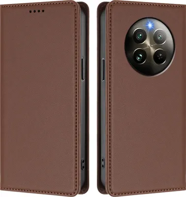 Immagine prodotto di Custodia in pelle per Realme 13 4G, custodia magnetica in Finto cuoio con supporto Marrone