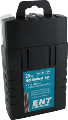 Image de Cassette de forets hélicoïdaux à bois ENT HSS-G ø 1-13 mm 25 pièces