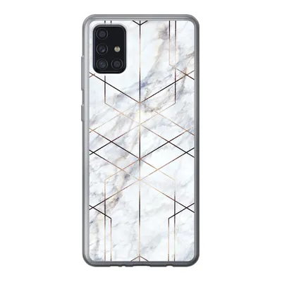 Produktbild von MuchoWow® Handyhülle Schutzhülle Hülle für Samsung Galaxy A52 5G Marmor - Gold - Weiß Silikon Softcase Handy Hülle - Umschlag