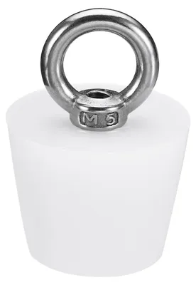 Konischer Silikon-Gummi-Stopfen 26–35 mm, weiß, mit Ring
