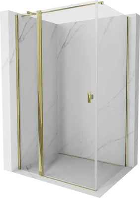 Produktbild von Mexen Mist T Duschtür klappbar 80 x 110 cm, transparent, gold - 8A4T-080-110-50-00
