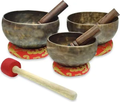 Obrázek produktu pro keepdrum Sada tibetské bronzové zpívající mísy s příslušenstvím