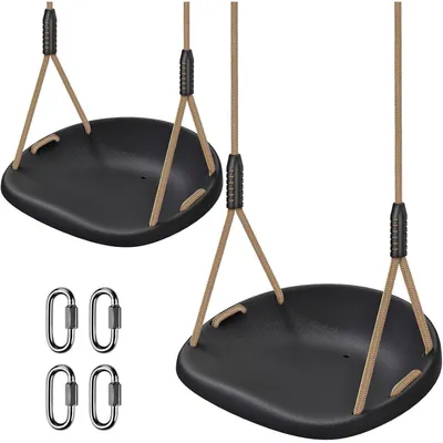 Immagine prodotto di Altalena per bambini, set da 2 pezzi, per interni ed esterni, con gomma resistente, larghezza regolabile da 150 a 200 cm, colore nero, portata massima 272 kg