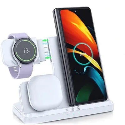 Produktbild von Induktive Ladestation fur Samsung 3 in 1 Ladestation Induktions-Ladegerat (Kompatibel mit Galaxy Watch und allen Samsung s23 Ultra S23 Serien)