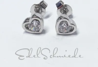 Produktbild von Edelschmiede925 Weißgoldohrstecker in 333/- mit Zirk. im Herz