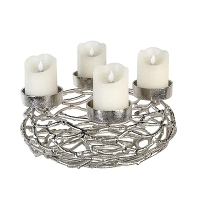Produktbild von GILDE Kerzenständer Adventsleuchter Twigs antik-silber H. 15 cm,15799