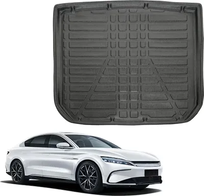 Produktbild von SCOUTT | Kofferraumwanne Laderaumwanne Kompatibel mit BYD Han Sedan ab 2024, mit Hoher Rand, Kofferraum-Schutzmatte, Geriffelt, Aufrollbar, Schwarz