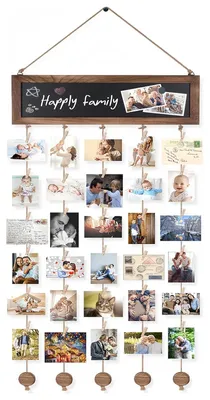 Fotobord mit 30 Holzklammern, DIY hängendes Fotodisplay, 40x15x2 cm