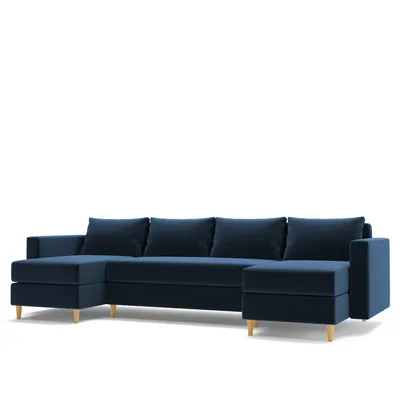 Produktbild von AX LIVING Sofa U Form mit Schlaffunktion Wesly U 290 cm – Stilvolles Blau