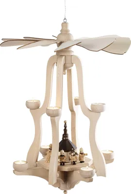 Produktbild von Hängepyramide für 8 Teelichte "Seiffener Kirche" HxØ 65x46cm NEU