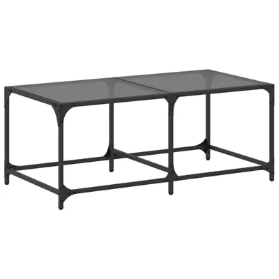 Image de vidaXL Table basse avec plateau en verre noir 98,5x50x40 cm acier