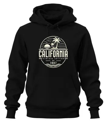 Productafbeelding van California Vintage Edition, editie 1987, Palmen West Coast Hoodie, zwart, maat L