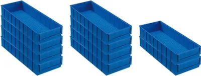 Produktbild von SparSet 10x Blaue Industriebox 500 B | HxBxT 8,1x18,3x50cm | 6 Liter | Sichtlagerkasten, Sortimentskasten, Sortimentsbox, Kleinteilebox