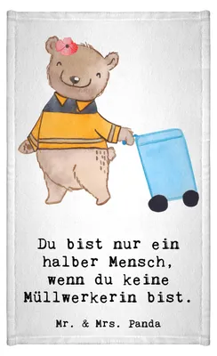 Produktbild von Mr. & Mrs. Panda Handtuch Müllwerkerin Herz - Weiß - Geschenk, Klein, Müllfrau, Witzig, Lustig, Gäste-WC, Gästehandtuch 30x50, baumwolle, Frotteehandtuch, Spruch