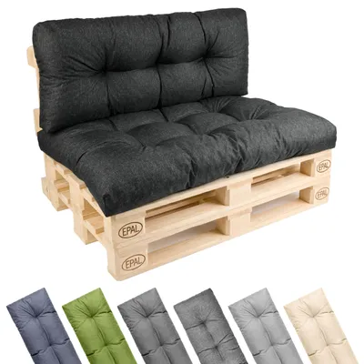 Image de Ensemble de 2 coussins pour palettes Garronda, imperméables, résistants aux UV et à l'eau, pour canapé palette, modèle GD-0252, couleur anthracite