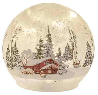 Produktbild von formano LED Deko-Kugel Winterhaus 15 cm Glas drehend Timer Weihnachtsdeko