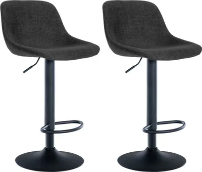 Produktbild von CLP 2er Set Barhocker Loft mit Rückenlehne und 360 drehbar schwarz Material Stoff