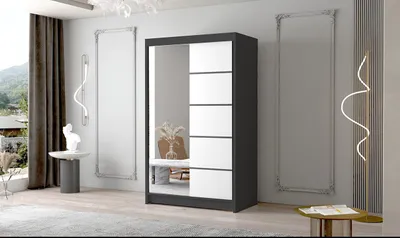 Obrázek produktu pro Dvoudveřová skříň se zrcadlem NICA - šířka 120 cm, černá / bílá