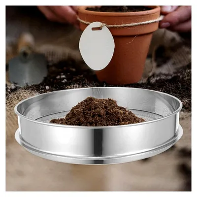 Produktbild von Edelstahl Bodensieb 30 cm mit 4 mm Maschenweite für Kompost und Sand, Siebwerkzeug für Gartenarbeit und Pflanzenpflege