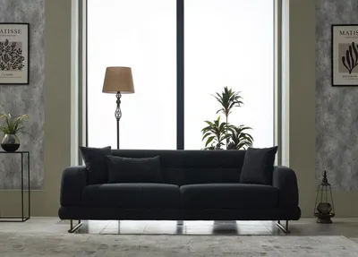 Produktbild von Couch Dreisitzer Sofa Lounge Luxus 3-Sitzer Design Couchen Polster Sofas Schwarz