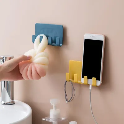 Obrázek produktu pro 4Pcs Elegantní 4 háčky na stěnu mobilní telefon nabíjení Rack Bracket Wall Hanger Storage Rack