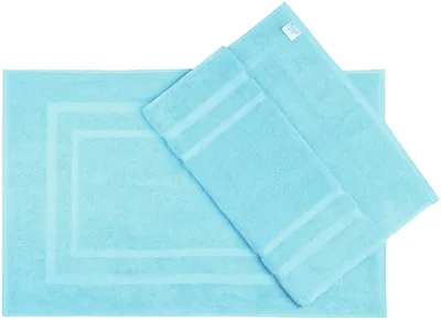 Produktbild von Badematte Badvorleger 2er Pack 50x80cm, 100% Baumwolle, Hell blau