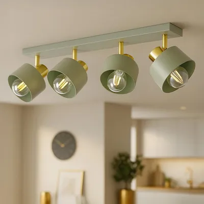 Produktbild von LUXOLAR - LED Deckenleuchte 4-flammig Green/Gold E27 60W - Deckenlampe Schwenkbar für Wohnzimmer, Küchen - Modern, Japandi Design