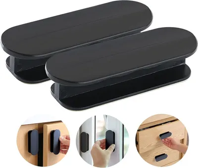Produktbild von Türgriffe, selbstklebend, für Schränke, Balkontüren, Möbel, Glas- und Fenstertürgriffe (schwarz, 2er-Set)