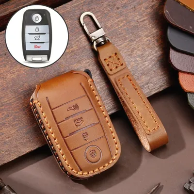 Obrázok produktu pre Pre Kia C133 4-tlačidlo Hallmo Car Kowhide Kožený kľúč Ochranný kryt Key Kryt Key Case (Brown)