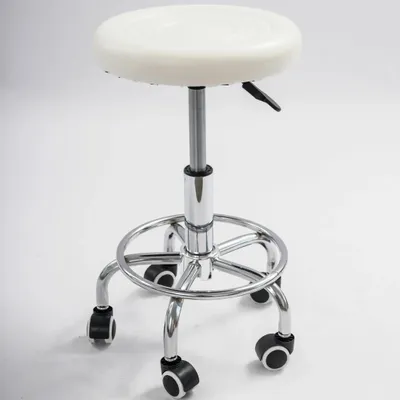Immagine prodotto di Sgabello regolabile idraulicamente - Sgabello girevole su ruote a 360° - Altezza 45-57 cm - 5 ruote - Seduta imbottita in PVC - Portata 150 kg - Per salone e ufficio