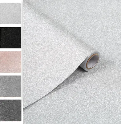 Produktbild von DecoMeister Klebefolien mit Glitter – Schimmernder Brokat - Selbstklebende Möbelfolie - Glitzernde Selbstklebefolie - 45x150 cm Glitzer Silber