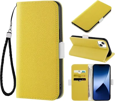 Immagine prodotto di Custodia Per Iphone 14 Con Coperchio, Chiusura Magnetica, Giallo A2882 A2649 A2881