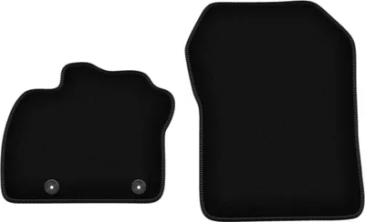 Produktbild von Wielganizator Velours-Autoteppiche vorne – passend für Renault Zoe (Schrägheck, Bj. 2013-) –  schwarz, passgenau, mit Befestigungen set 2 Stk.