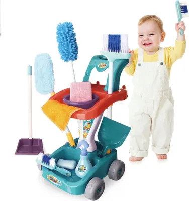 Produktbild von Kinderspielzeug, Spielhaus-Reinigungsspielzeug-Set, Simulation von Besen und Mopp-Werkzeugen für die Reinigung der Hausarbeit