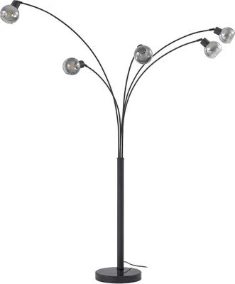 Produktbild von Lindby Stehlampe Braccio, grau/schwarz, Glas, 5-flg, 204,5cm