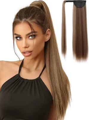 Obrázok produktu pre SassyGoods – predĺženie do copu z umelých vlasov – predĺženie do copu, vlasový doplnok – popelavohnedá – 60 cm