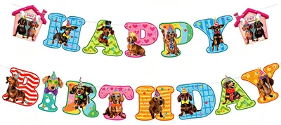 Productafbeelding van Dackel Happy Birthday Girlande voor Feestdecoratie