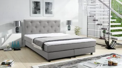 Produktbild von Boxspringbett Boxbett Glenn 1 Chester Hotelbett 140x200 Bett Topper hellgrau