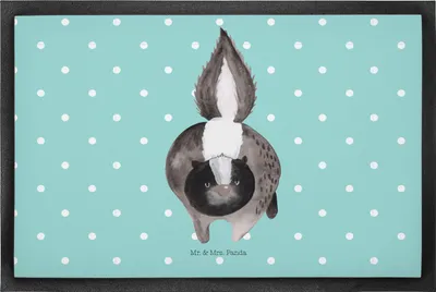 Produktbild von Mr. & Mrs. Panda Schmutzfangteppich Stinktier Angriff 50 x 75 cm - Türkis Pastell - Geschenk, Schmutzfänger, Raubtier, Schmutzmatte, Sauberlaufmatte, Skunk, Drohung
