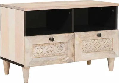 Produktbild von "Schlussverkauf" TV-Einheiten moderne - Holz Fernsehschrank - mit Schubladen Weiß 70x33x46 cm Holzwerkstoff C13809