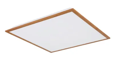 Produktbild von Globo Lighting Deckenleuchte Aluminium holzoptik, dunkelbraun, Kunststoff opal, weiß, LxBxH: 450x450x65mm, inkl. LED 24W 230V, 2500lm Source, 1500lm Output, 3000K